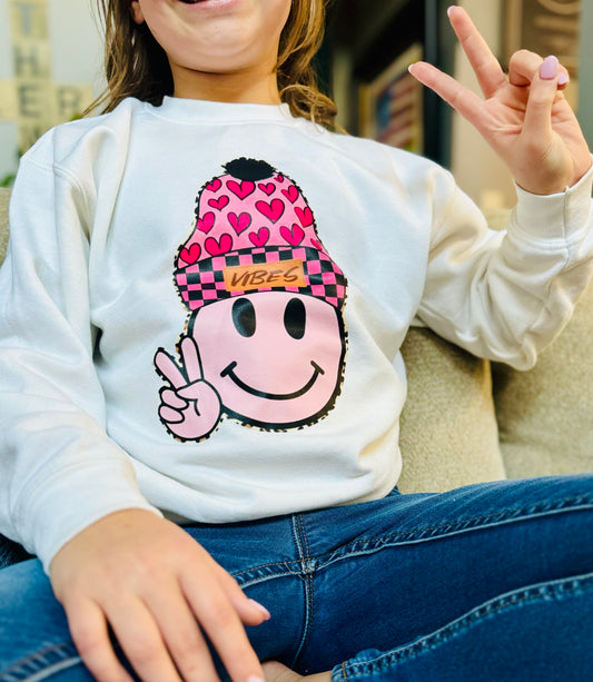 Valentine Heart Beanie Vibes Sweatshirt